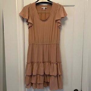 100% Silk Banana Republic Ruffle Sleeve and Tiered Ruffle Midi Dress